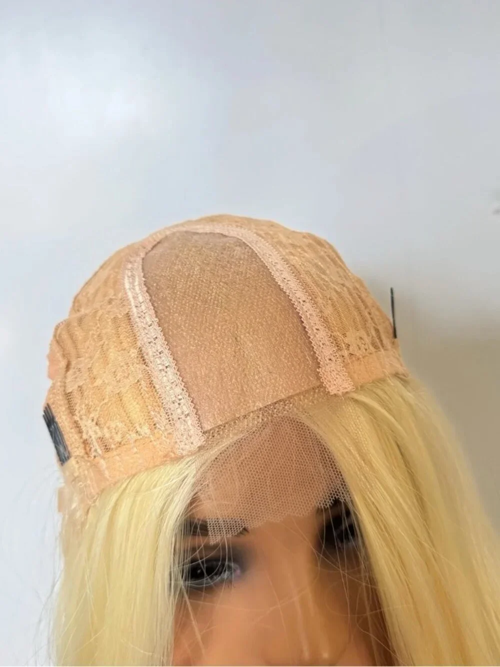 Long light Blonde Synthetic Lace Front Wig | Straight Middle Part